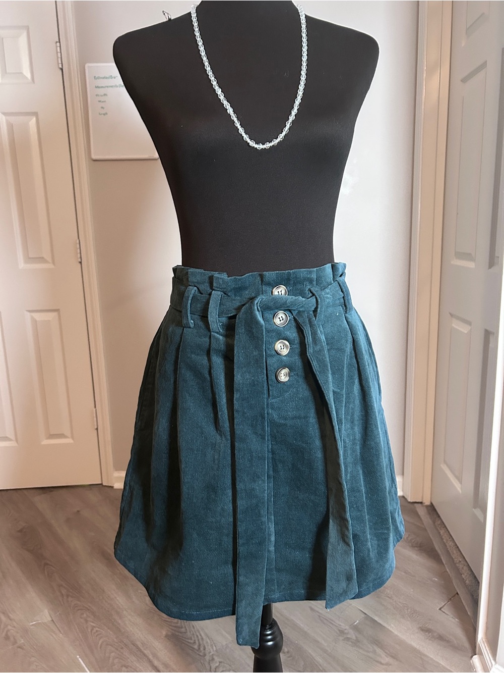 Loveriche Teal Paperbag Waist Belted Mini Skirt Medium